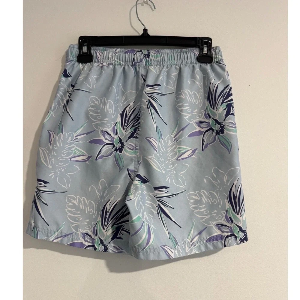 O'Rageous Floral Swim Trunks Boys Large Light Blue‎ Tropical Print shorts summer